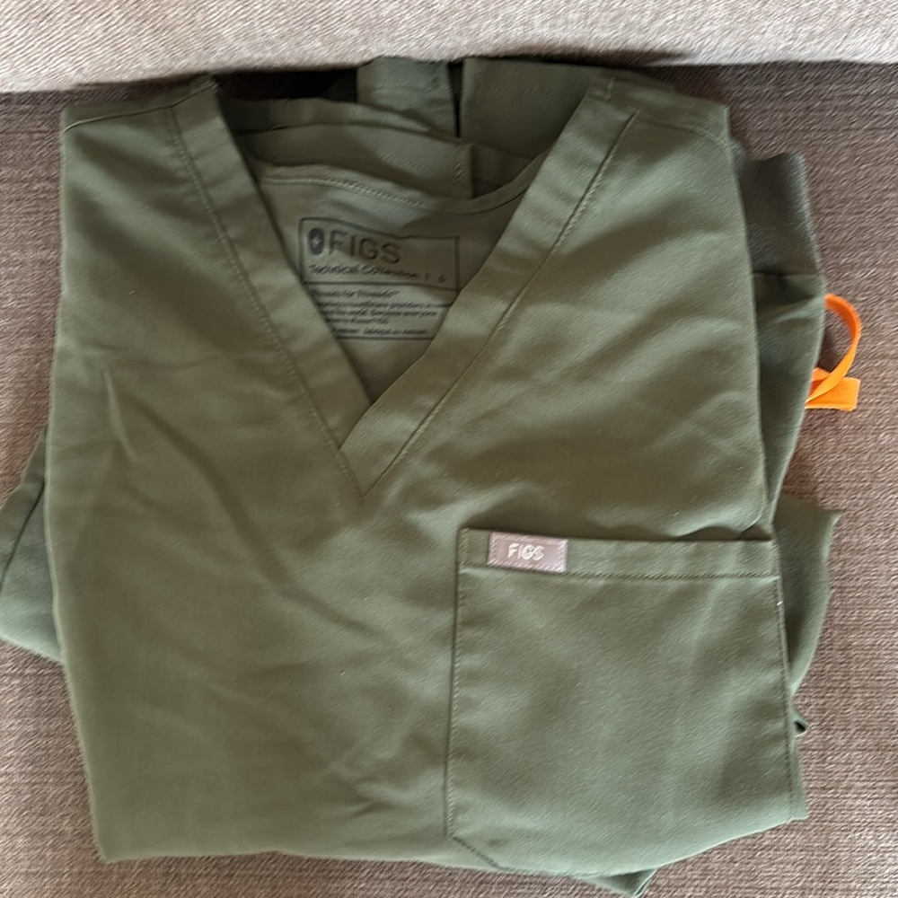 Figs olive green scrub top